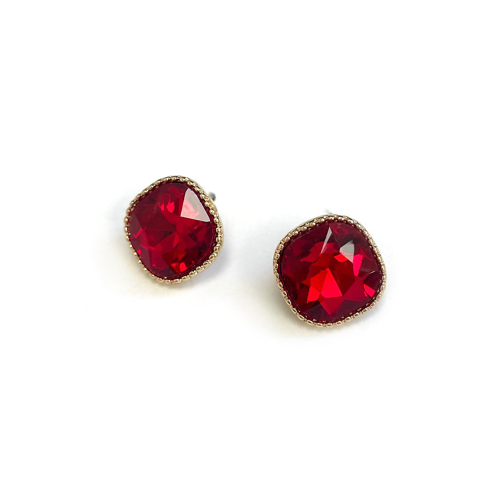 TE-0017 Square Glass Stone Stud Earrings