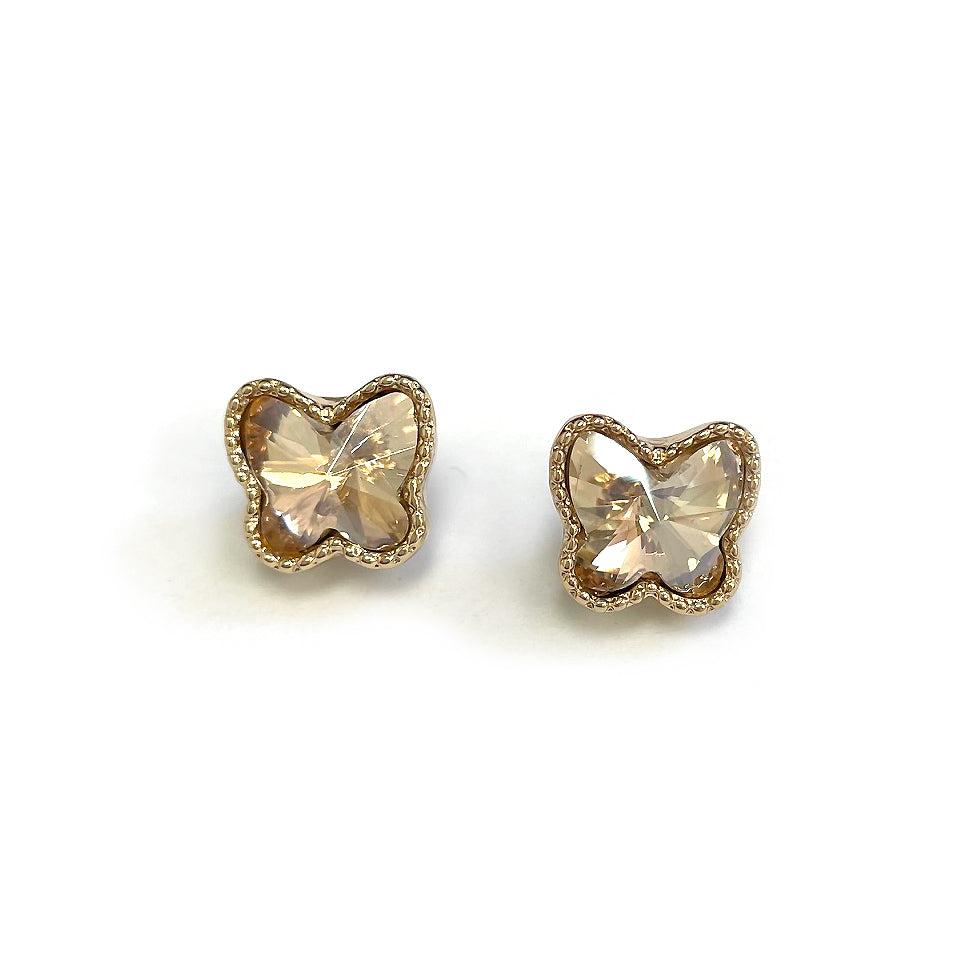 TE-0021 Butterfly Glass Stone Stud Earrings