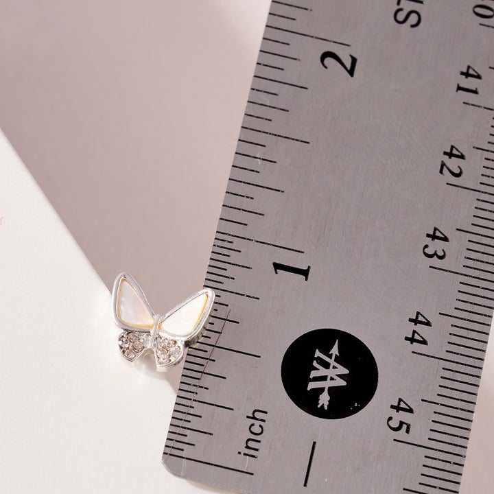 CE-1558 Butterfly Shell and Rhinestone Stud Earrings