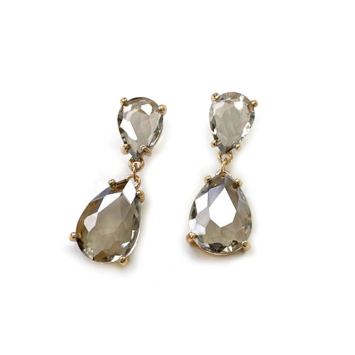 CE-0008 Teardrop Glass Stone Dangle Earrings