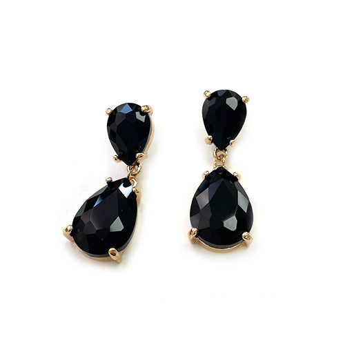 CE-0008 Teardrop Glass Stone Dangle Earrings