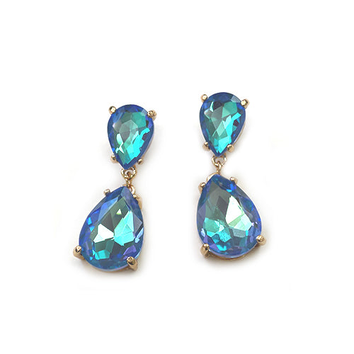 CE-0008 Teardrop Glass Stone Dangle Earrings