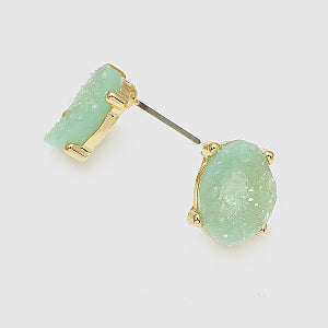 CE-1258 Druzy Stone Stud Earrings