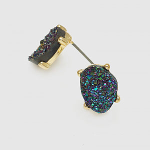 CE-1258 Druzy Stone Stud Earrings