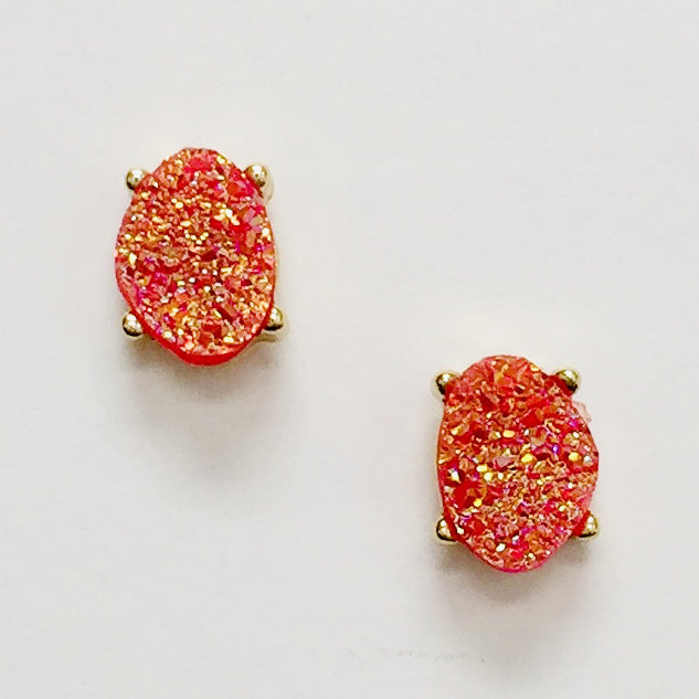 CE-1258 Druzy Stone Stud Earrings