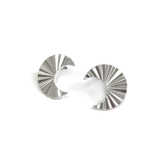 CE-4183 Dia-Cut Crescent Moon Stud Earrings