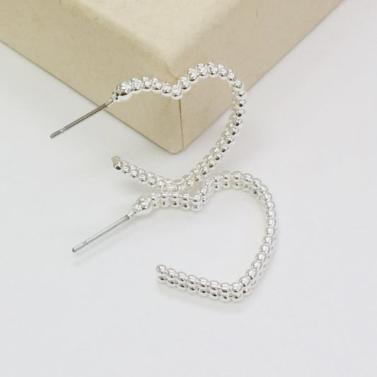 CE-4190 Brass Ball Double Line Heart Earrings