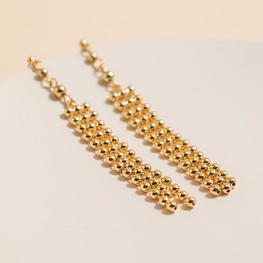 CE-2774 Metal Beads Chandelier Dangling Earrings