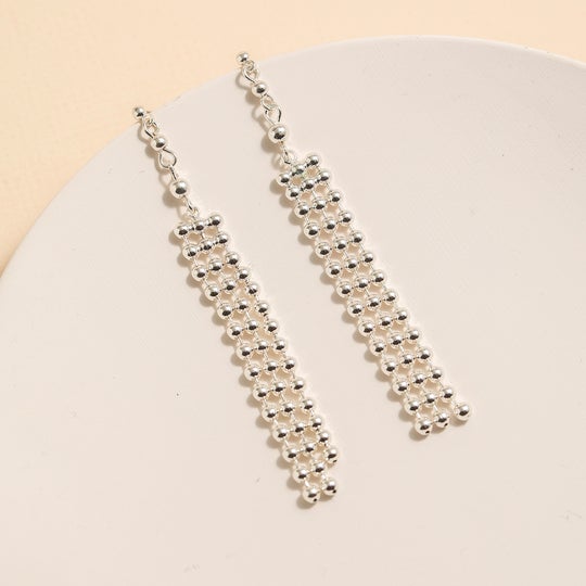 CE-2774 Metal Beads Chandelier Dangling Earrings