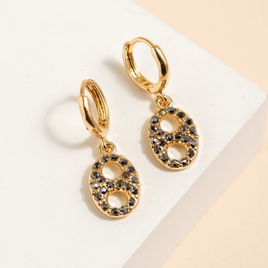 CE-2779 Rhinestone Chain Link Dangling Earrings