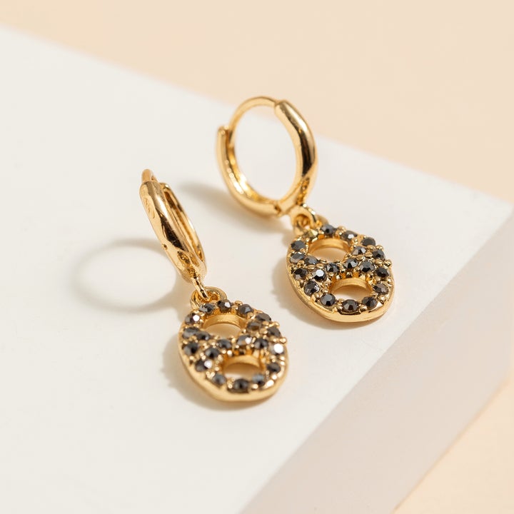 CE-2779 Rhinestone Chain Link Dangling Earrings