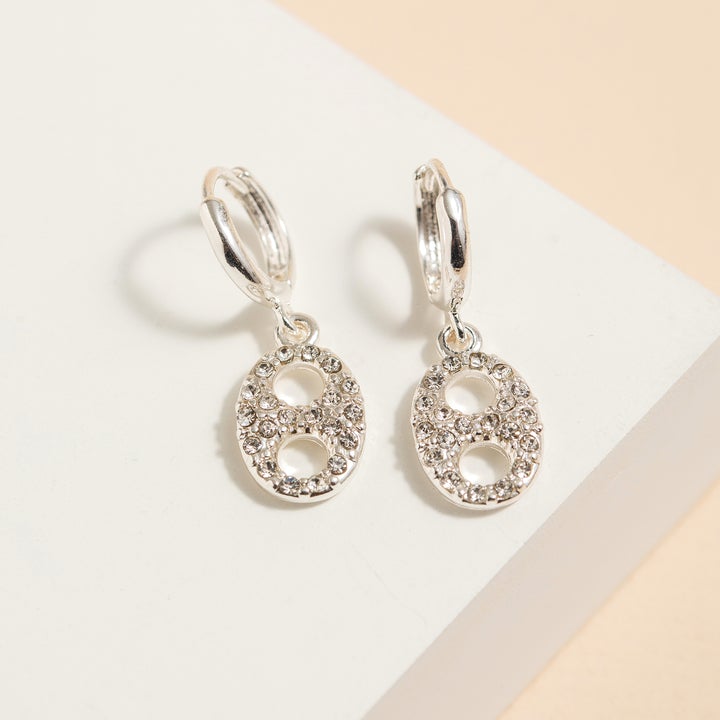 CE-2779 Rhinestone Chain Link Dangling Earrings