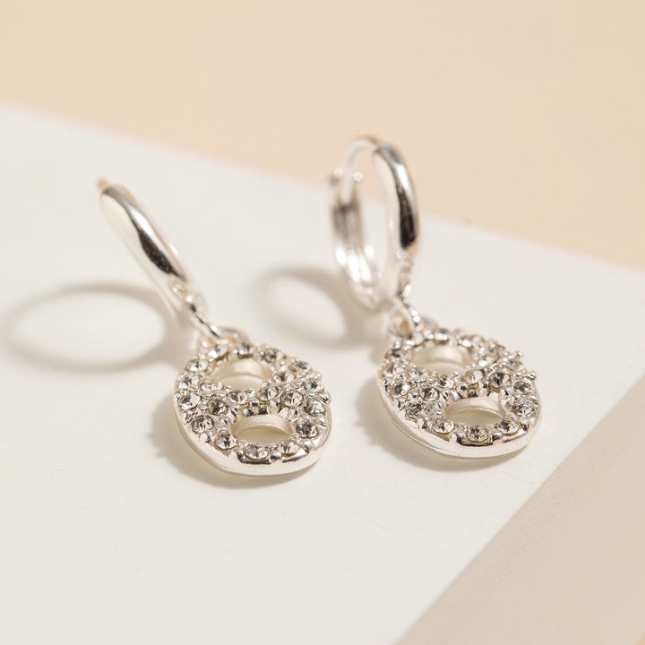 CE-2779 Rhinestone Chain Link Dangling Earrings