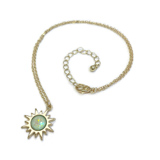 CN-4149 SunBurst Color Bead Pendant Necklace