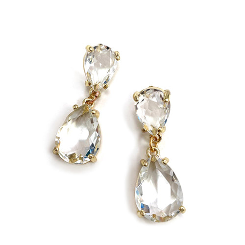 CE-0008 Teardrop Glass Stone Dangle Earrings