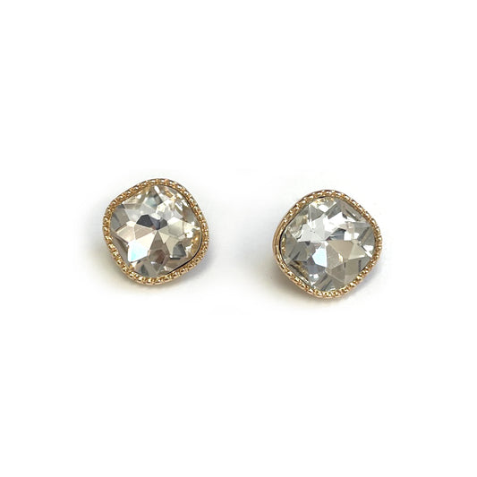 TE-0017 Square Glass Stone Stud Earrings