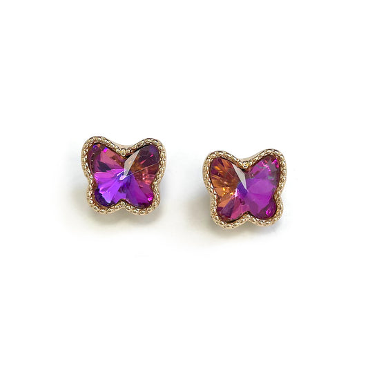 TE-0021 Butterfly Glass Stone Stud Earrings