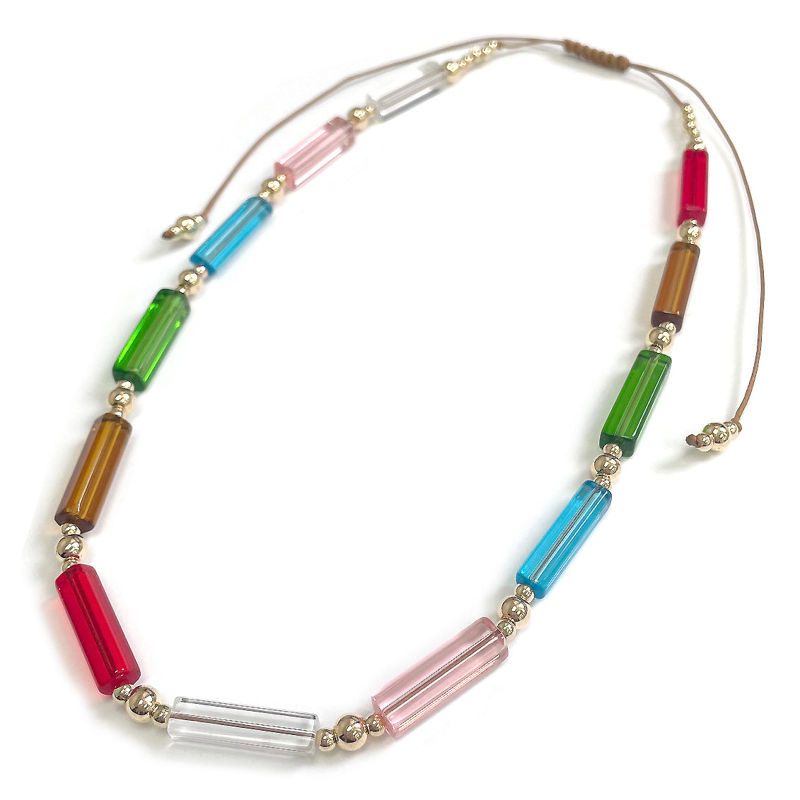 TN-0204 Square Glass Barrel Adjustable Necklace