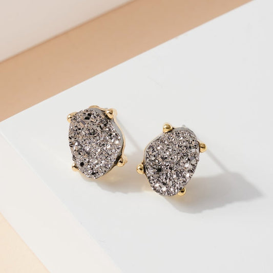 CE-1258 Druzy Stone Stud Earrings