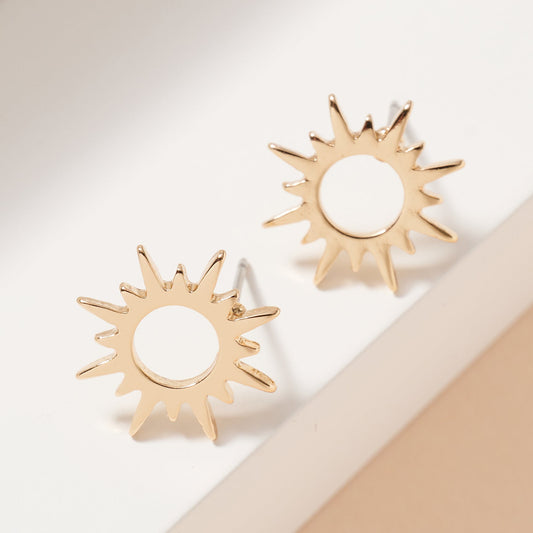 CE-2268 Sun Metal Stud Earrings